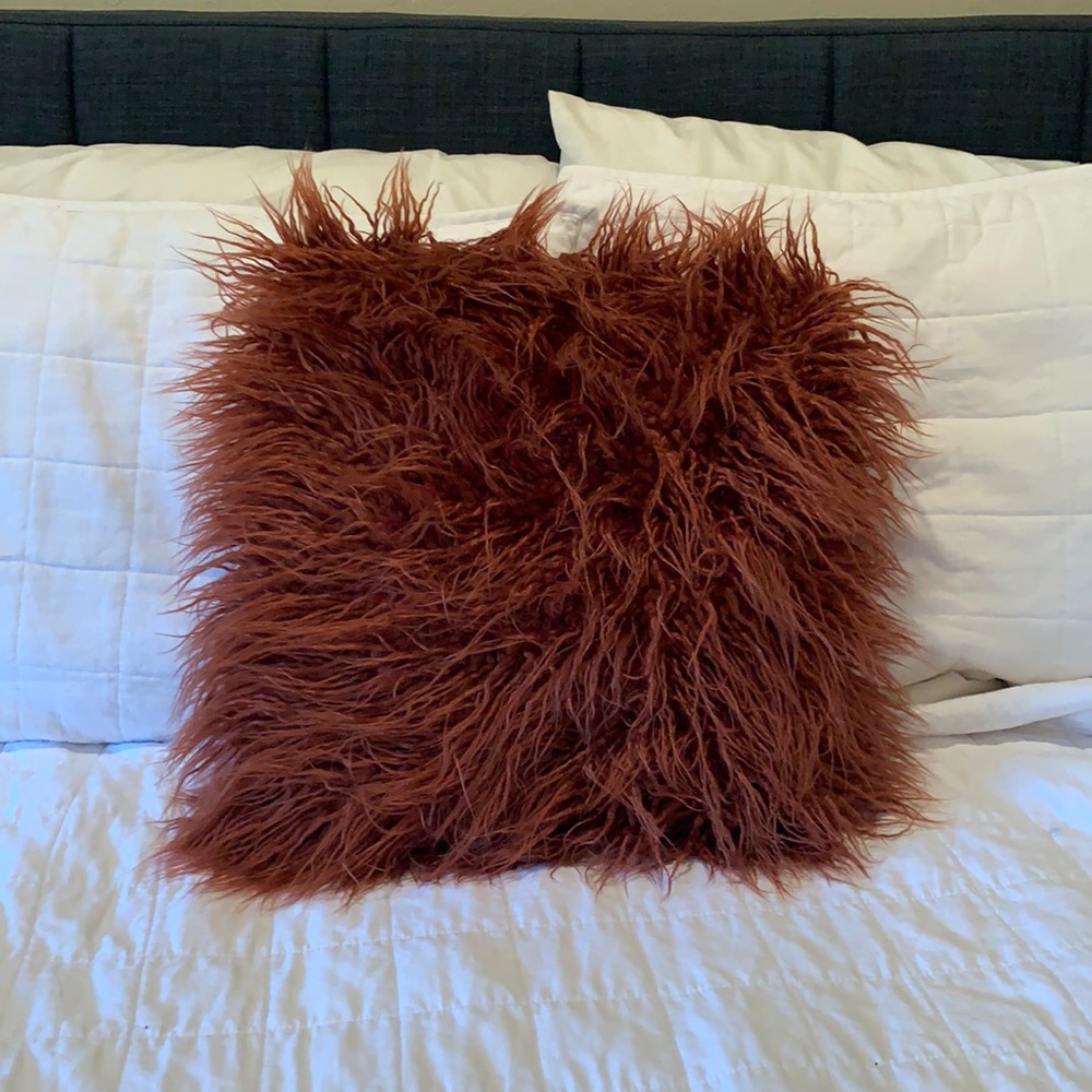 Urban Outfitters Throw Pillow Rust and Faux Fur
